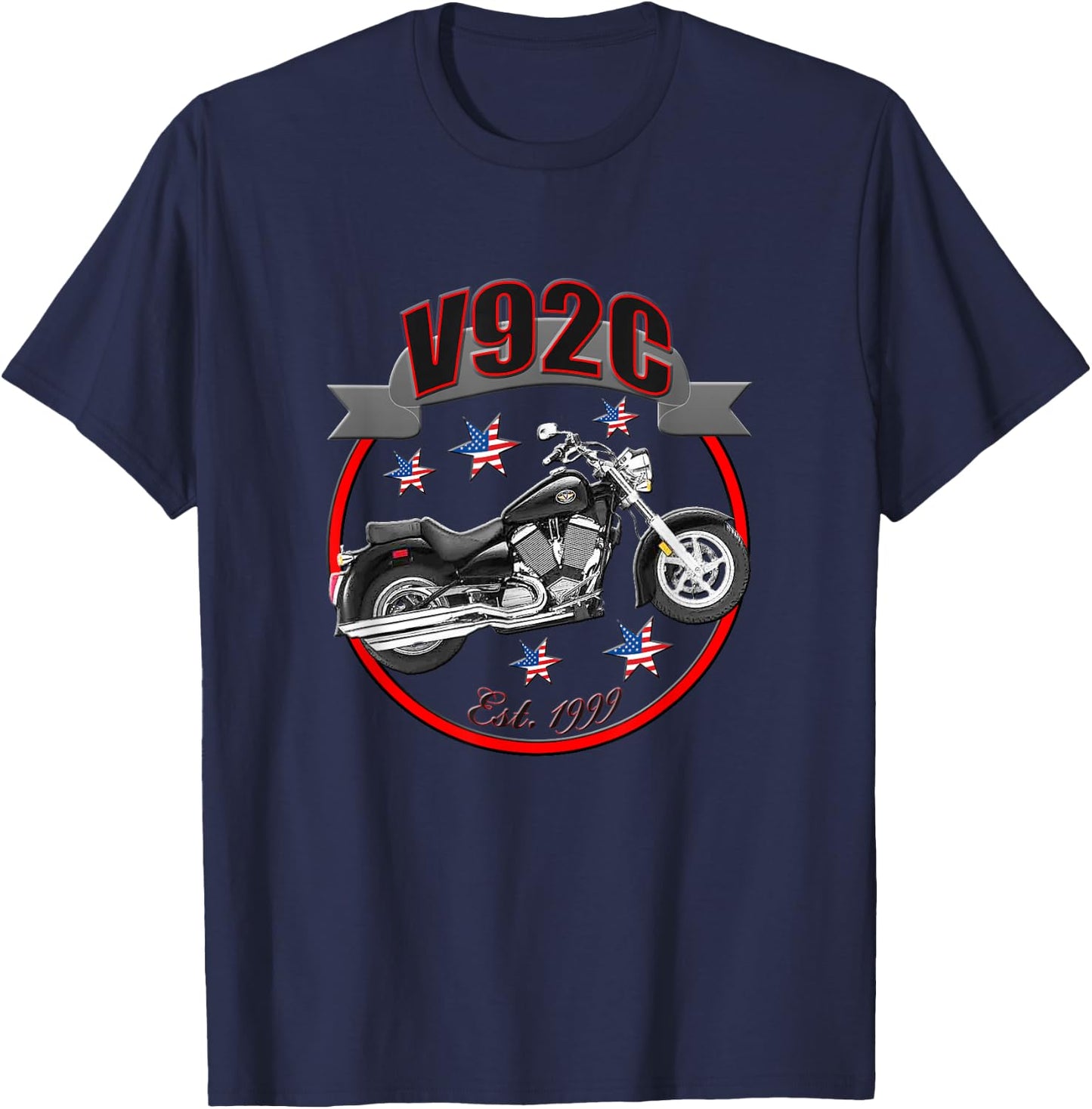 Victory V92C U.S.A. Star Motorcycle T-Shirt - T-Shirt | Navy