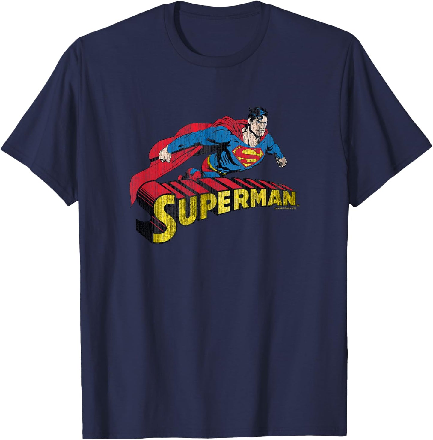 Superman Flying Over T-Shirt - T-Shirt | Navy