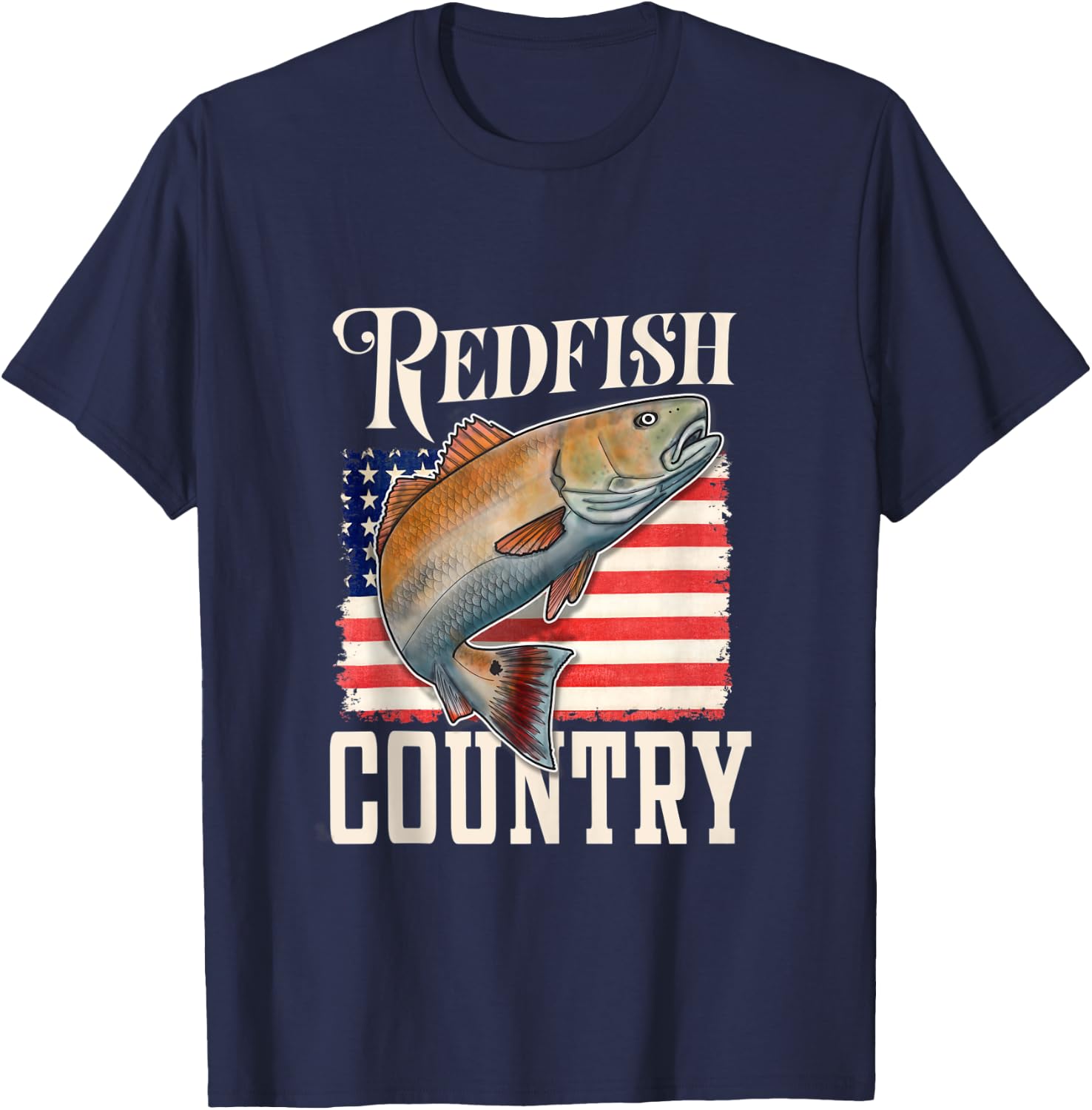 Redfish Country Saltwater Red Drum Fishing T-Shirt - T-Shirt | Navy