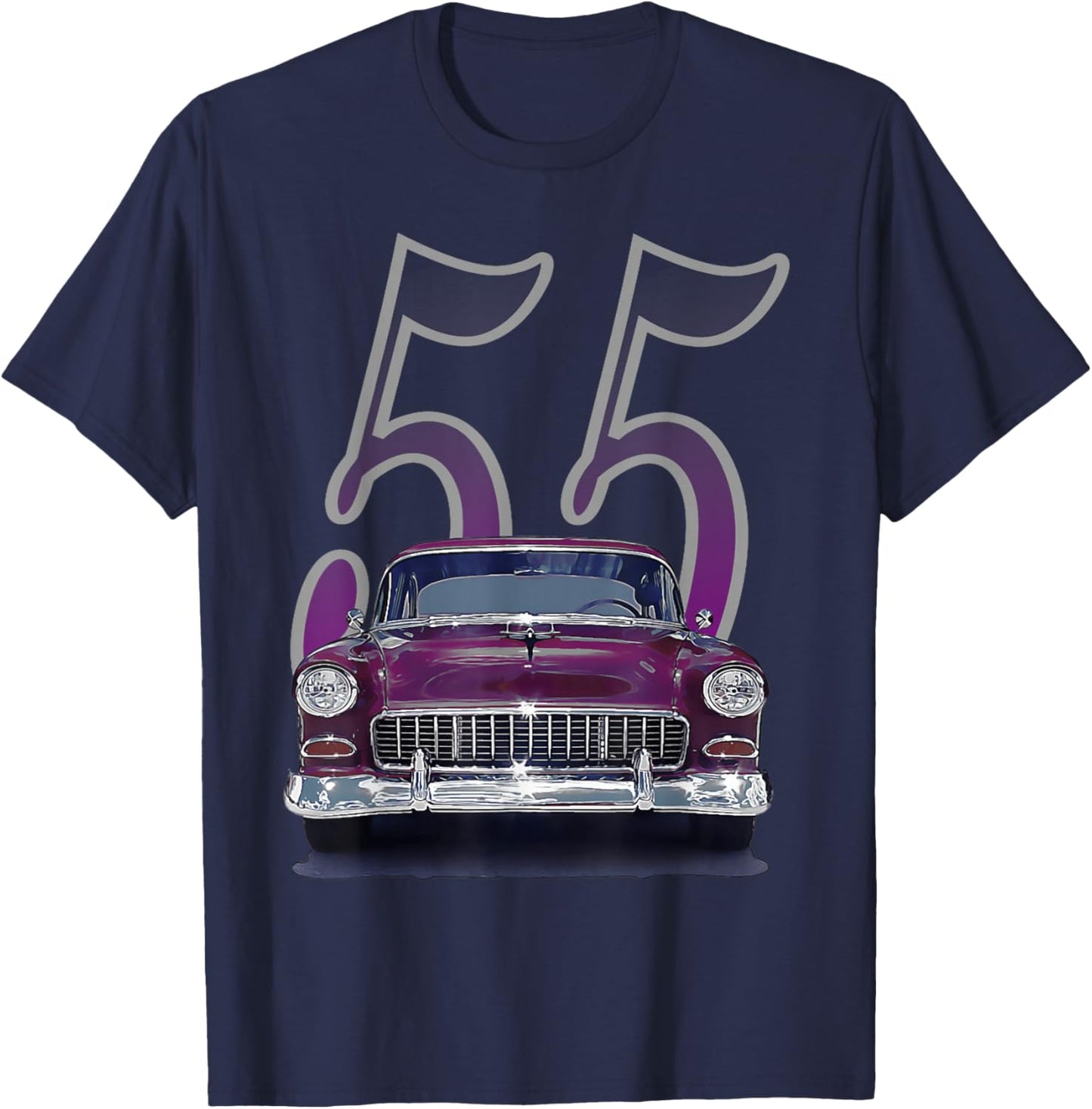 1955 55 Bel air Vintage 50s Silhouette Classic Old Hot Rod T-Shirt - T-Shirt | Navy