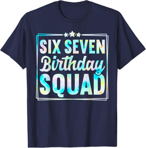 67 Birthday Squad Funny Six Seven Meme Kids Birthday Party T-Shirt - T-Shirt | Navy