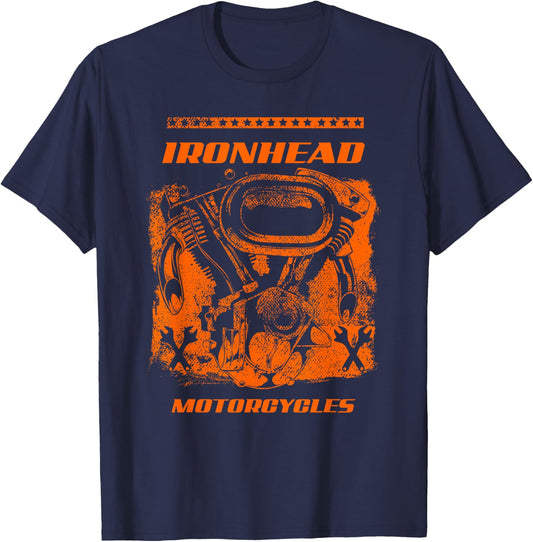 Ironhead Motorcycles Bike Riding Cycle . T-Shirt - T-Shirt | Navy