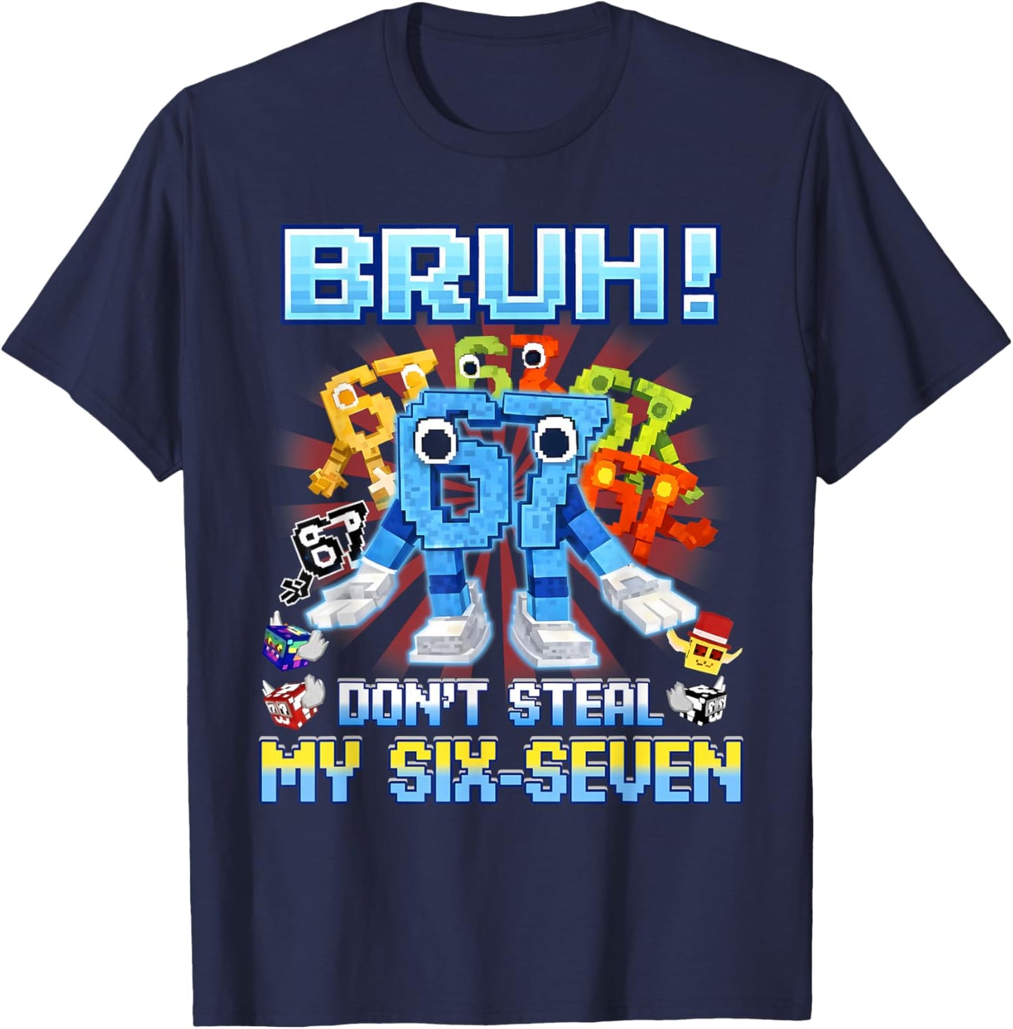 Don't Steal My Six Seven 67 Brainrot Meme Gifts Kids Boys T-Shirt - T-Shirt | Navy