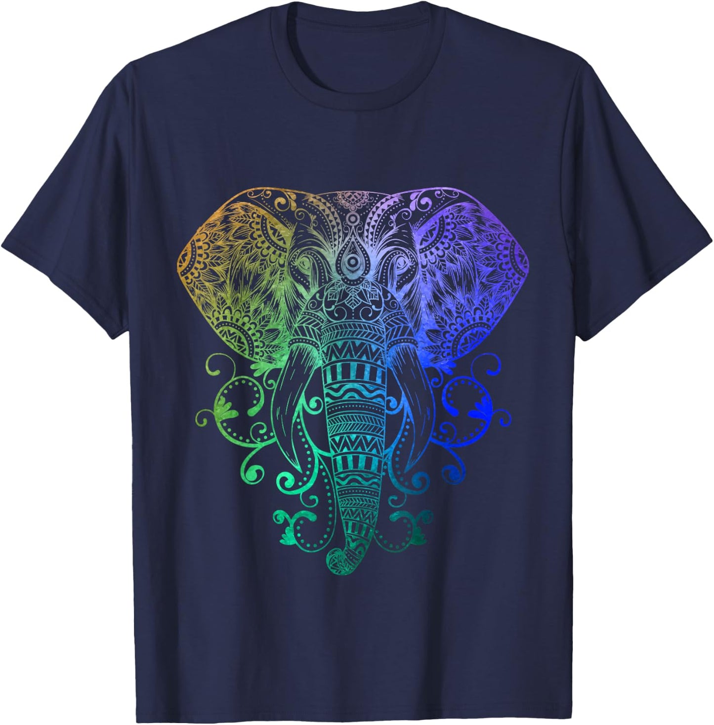 Elephant Shirt Hindu Tribal Watercolor Graphic Gift Men Wome T-Shirt - T-Shirt | Navy