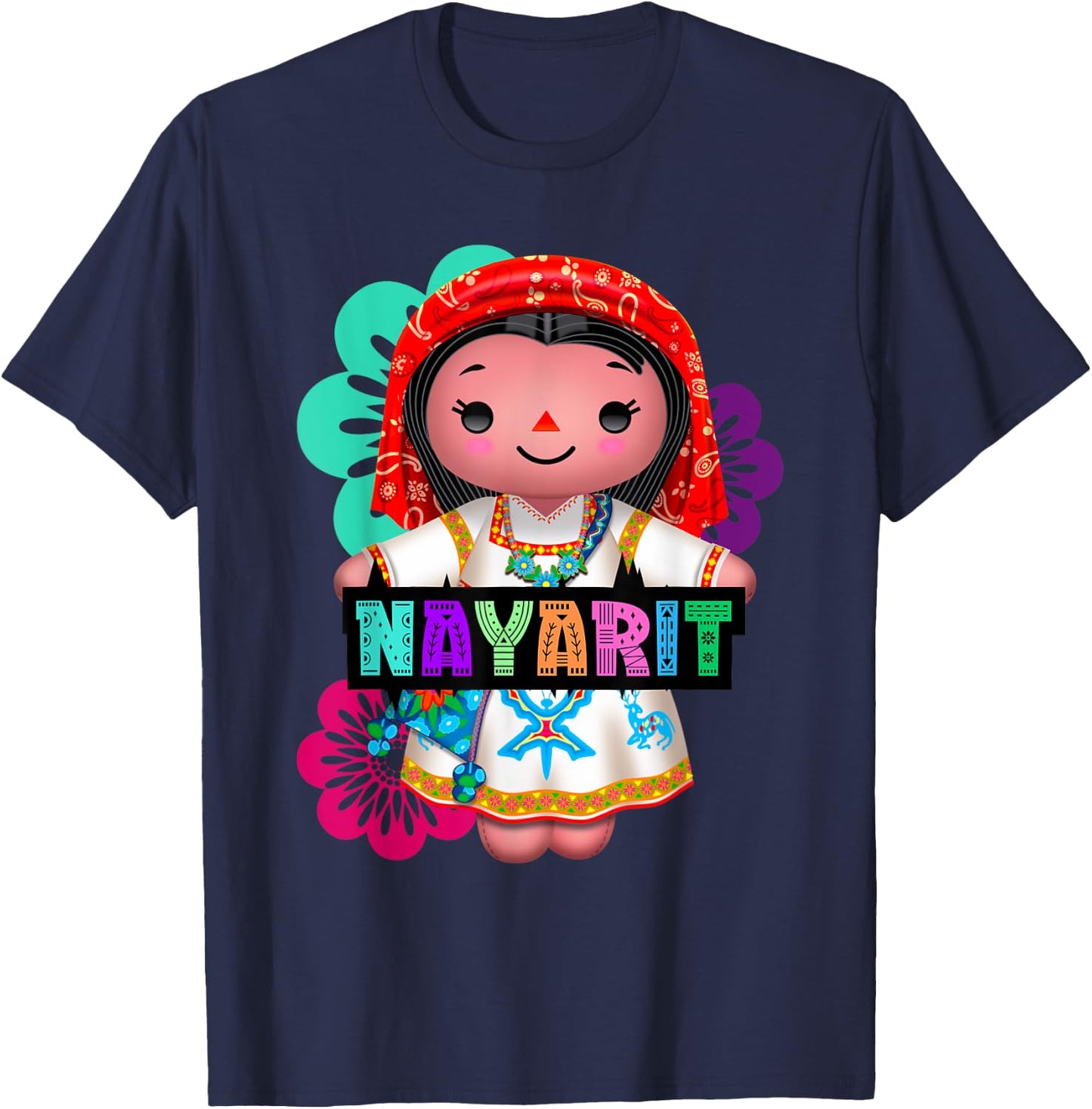 Nayarit Muñeca Lelé, Handmade Mexican Rag Doll Collection T-Shirt - T-Shirt | Navy