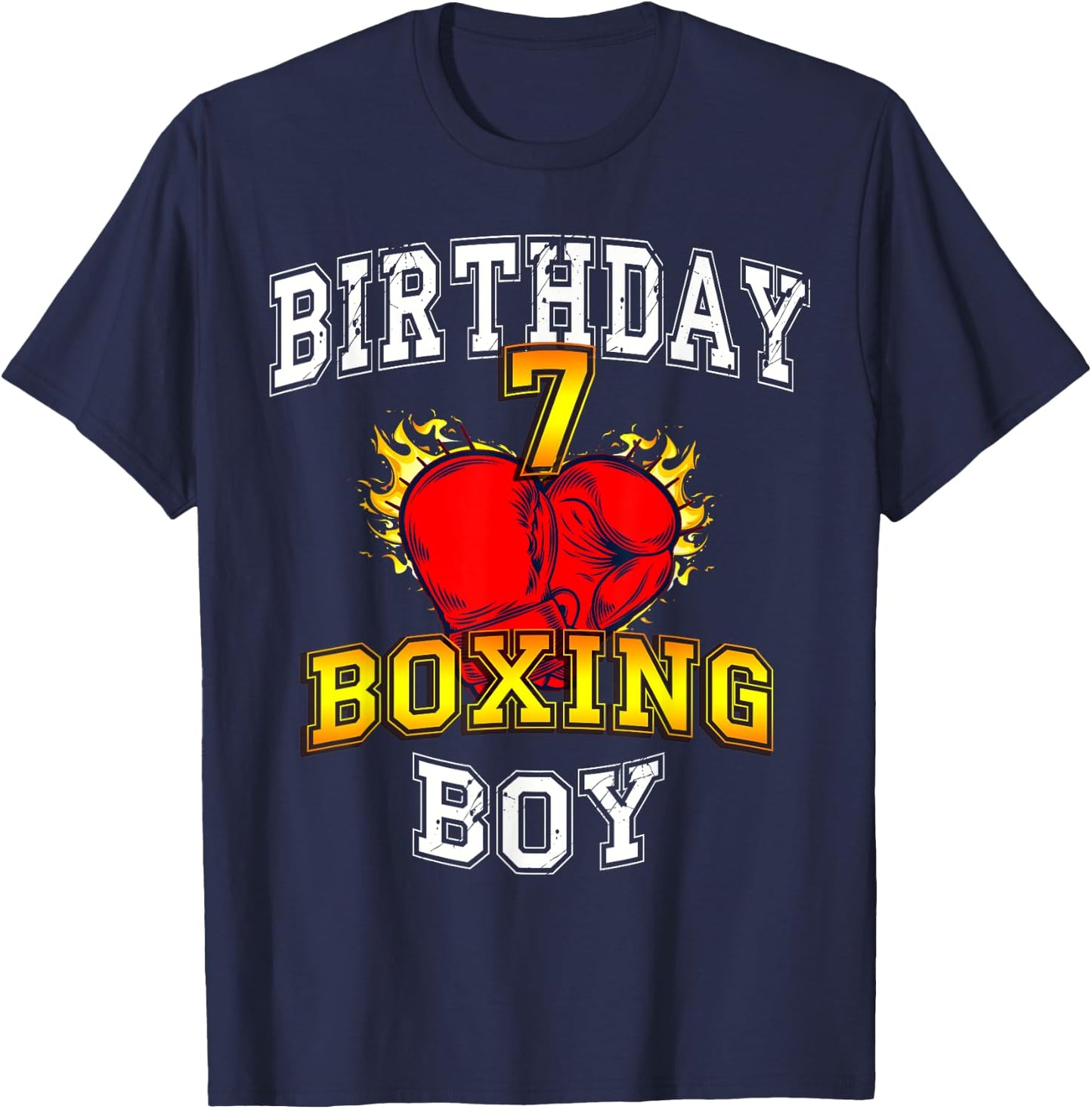7th Birthday Boy Shirt - Boxing 7 years old kid T-Shirt - T-Shirt | Navy