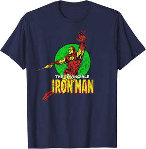 Marvel The Invincible Iron Man Retro Jetpack Badge Vintage T-Shirt - T-Shirt | Navy