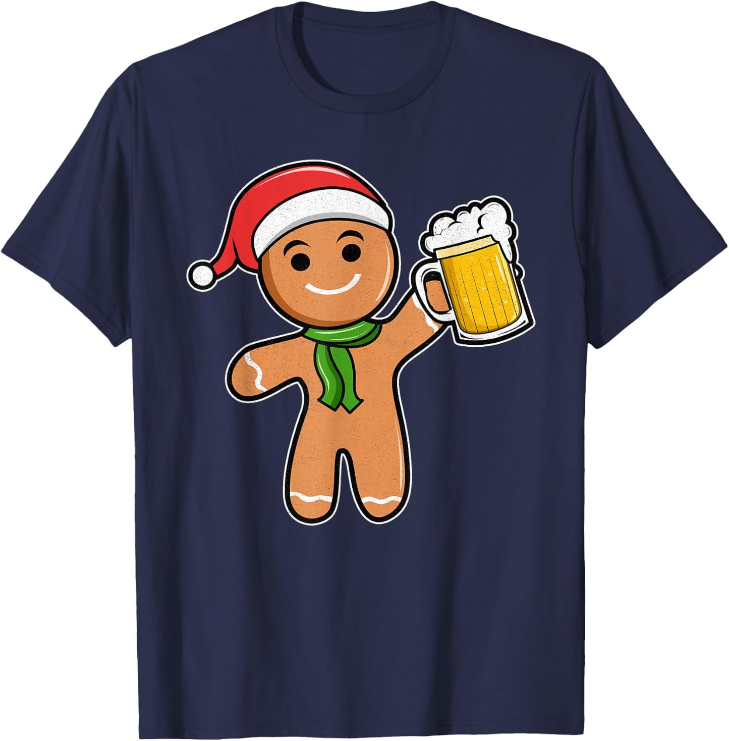 Gingerbread Man Beer Christmas T-Shirt - T-Shirt | Navy