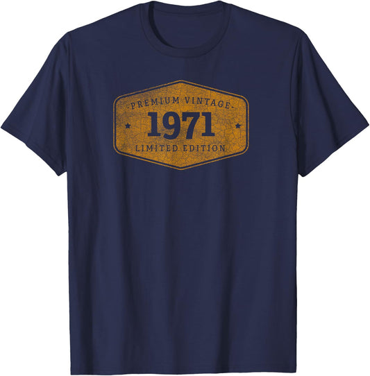 Born 1971 Vintage Limited Ed Birthday Gift T-Shirt - T-Shirt | Navy
