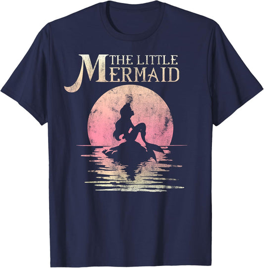 Disney The Little Mermaid Ariel Rock Moon Silhouette T-Shirt - T-Shirt | Navy