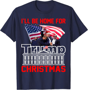 I'll Be Home For Christmas Santa Funny Trump Xmas Pajamas T-Shirt - T-Shirt | Navy