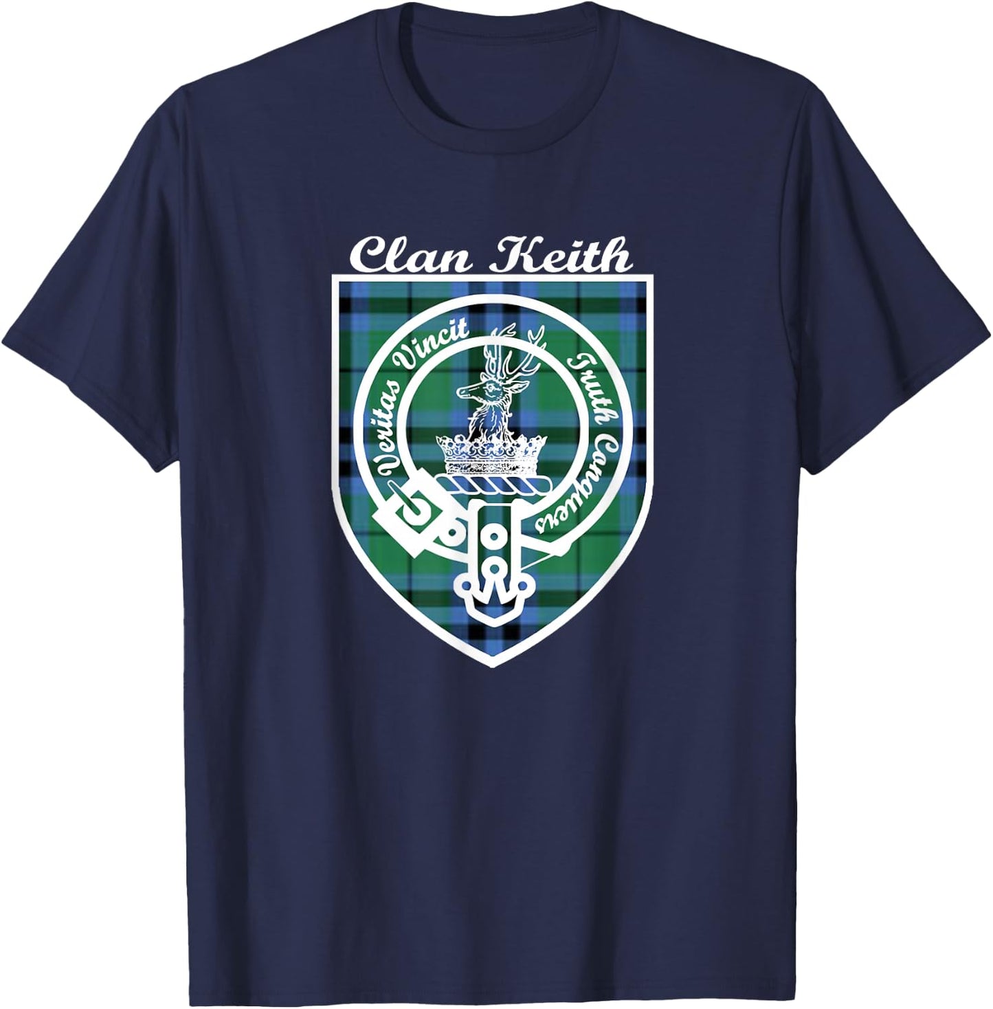 Keith surname last name Scottish Clan tartan badge crest T-Shirt - T-Shirt | Navy