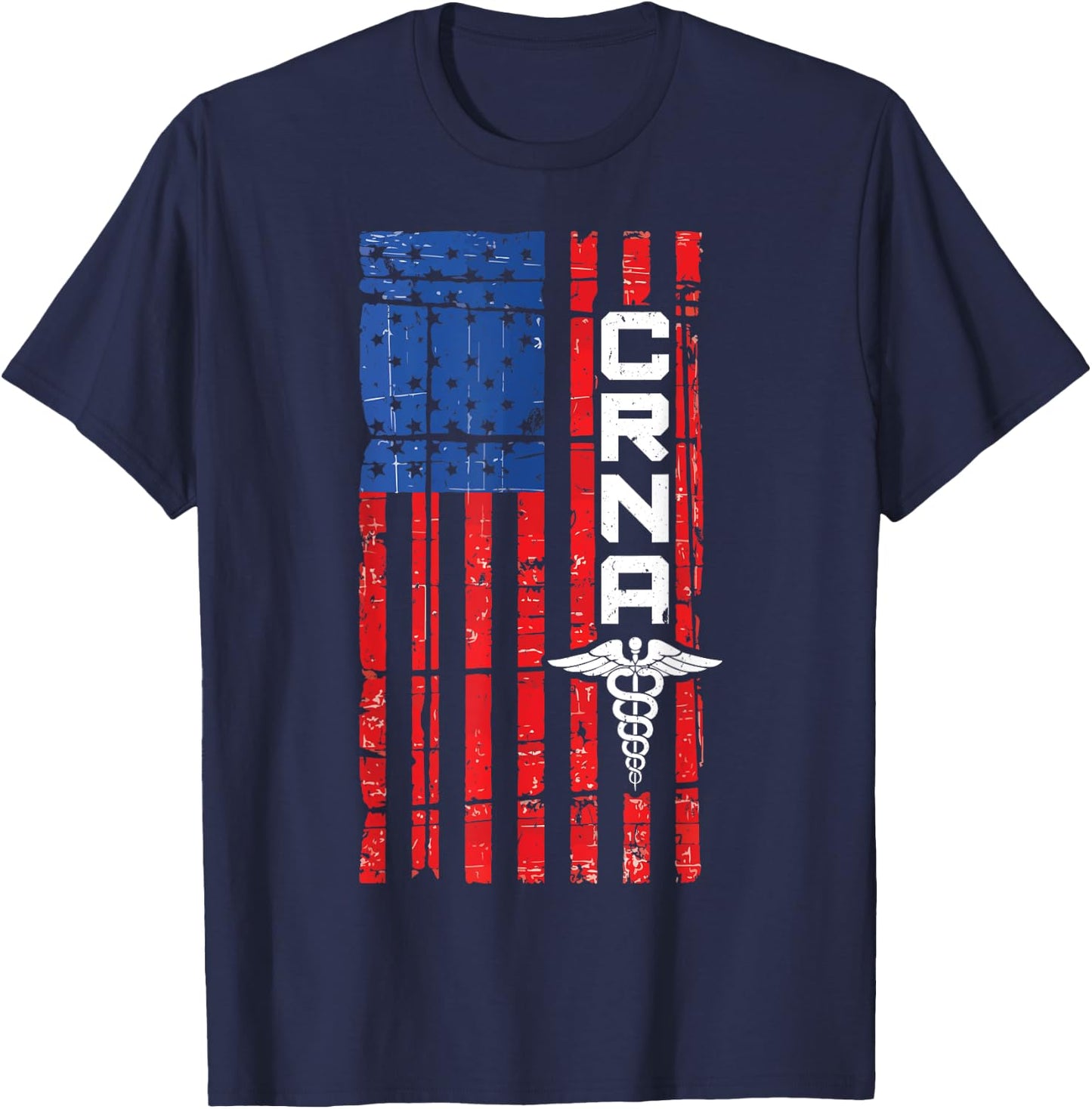 CRNA American Flag USA For Proud Nurses T-Shirt - T-Shirt | Navy