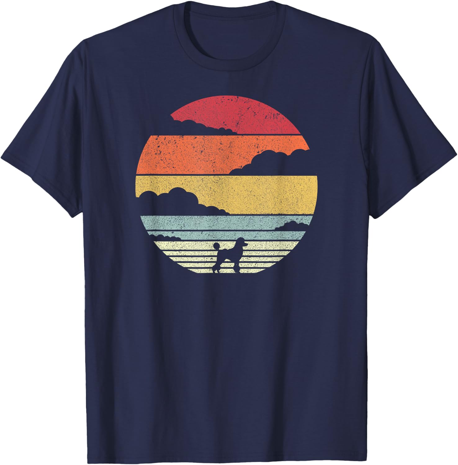 Poodle Shirt. Retro Style T-Shirt - T-Shirt | Navy