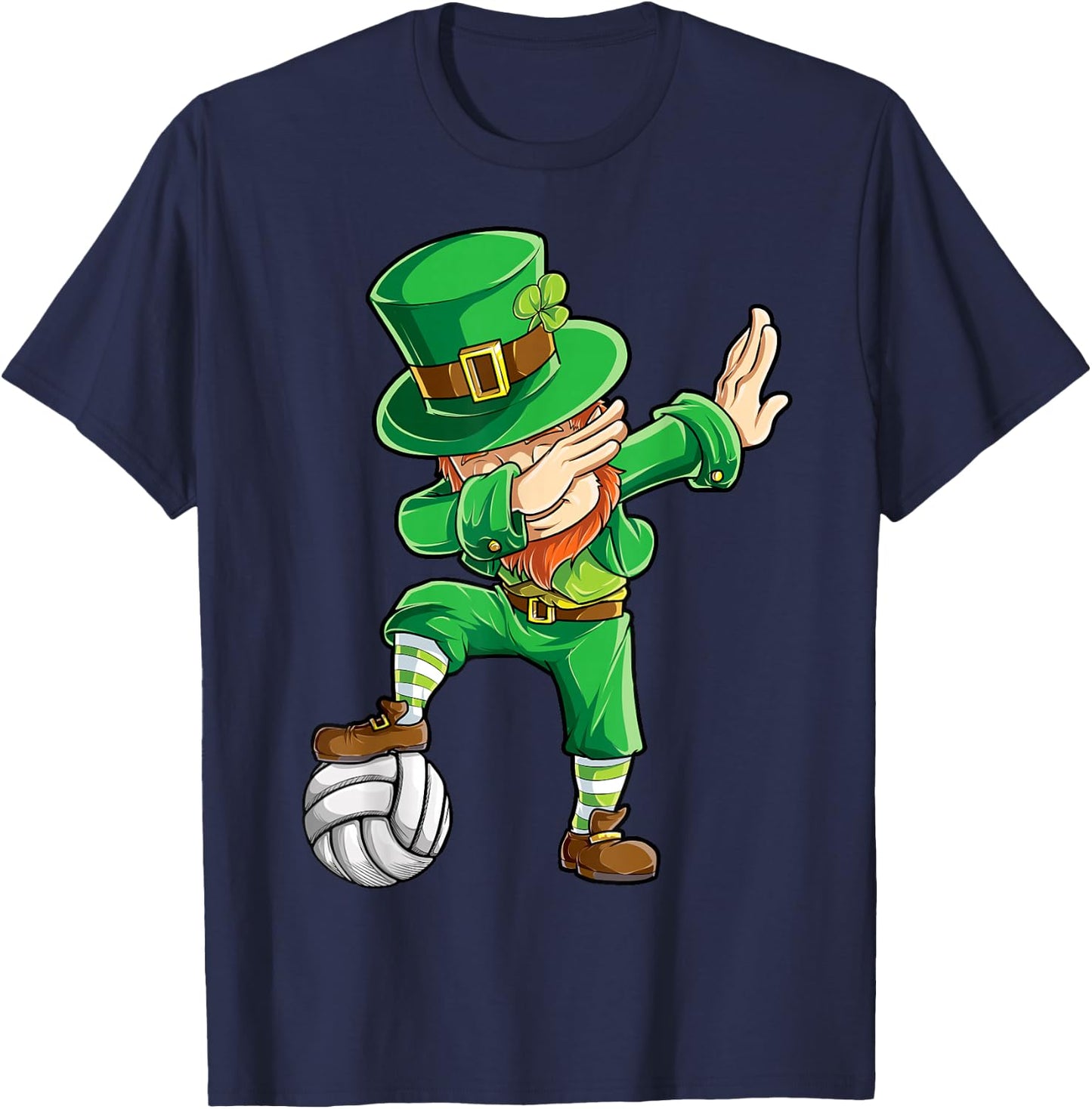 Dabbing Leprechaun Volleyball St Patricks Day Boys Girls Dab T-Shirt - T-Shirt | Navy