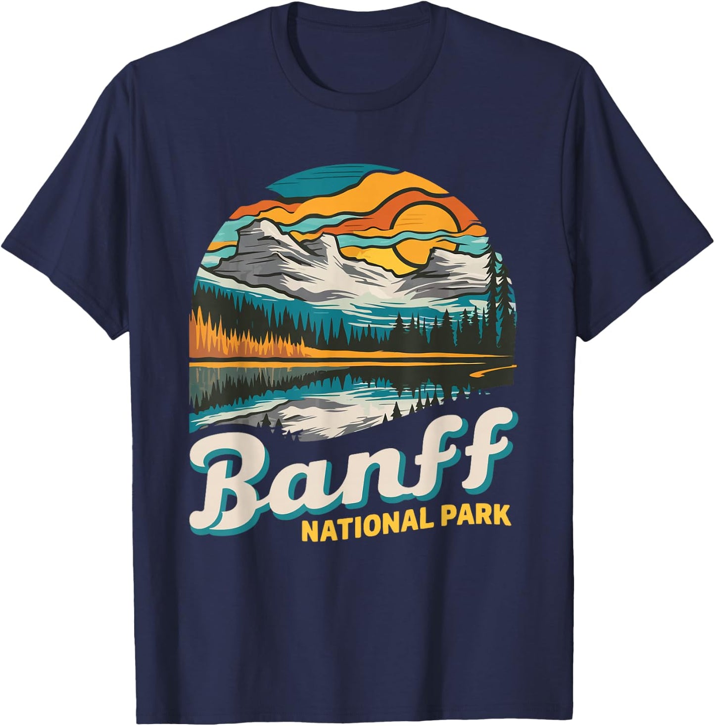 Banff National Park Vintage Men Women Hiking Souvenir T-Shirt - T-Shirt | Navy