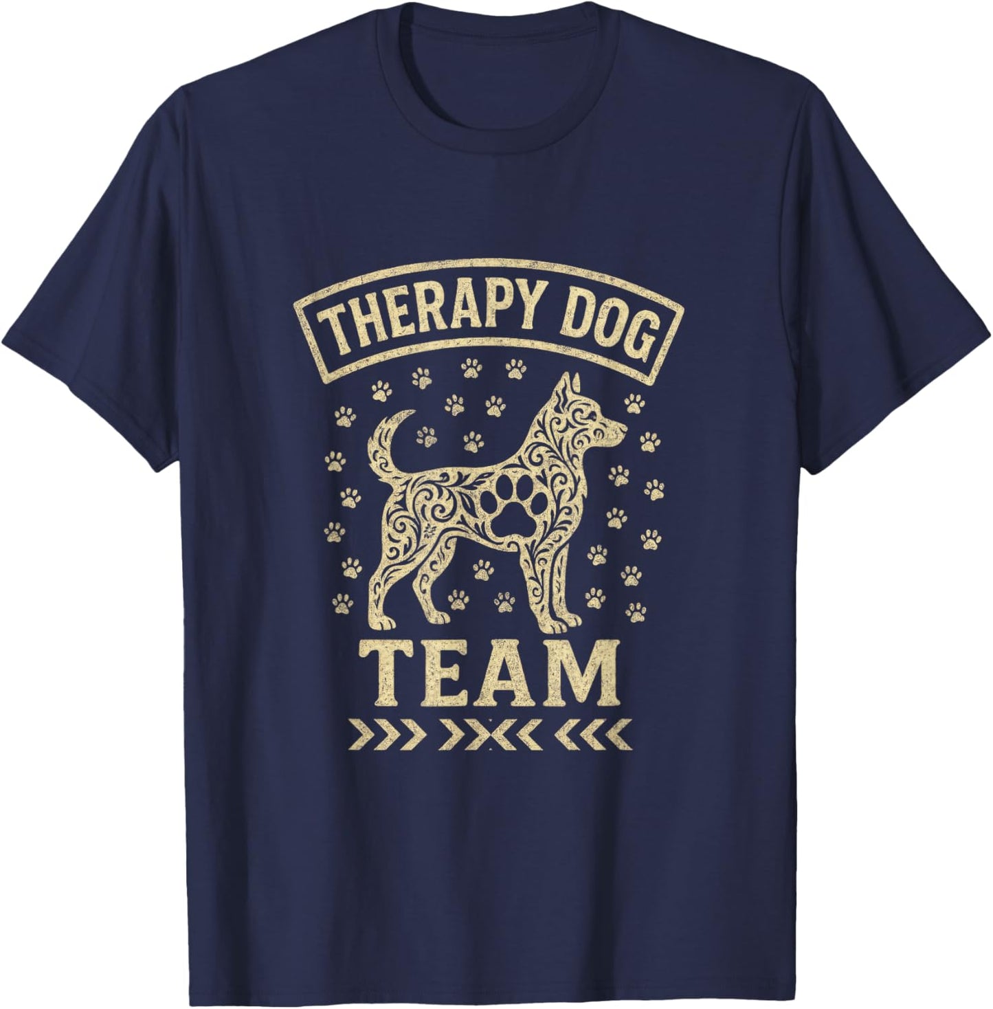 Therapy Dog Team - School Library Visits Trainer T-Shirt - T-Shirt | Navy