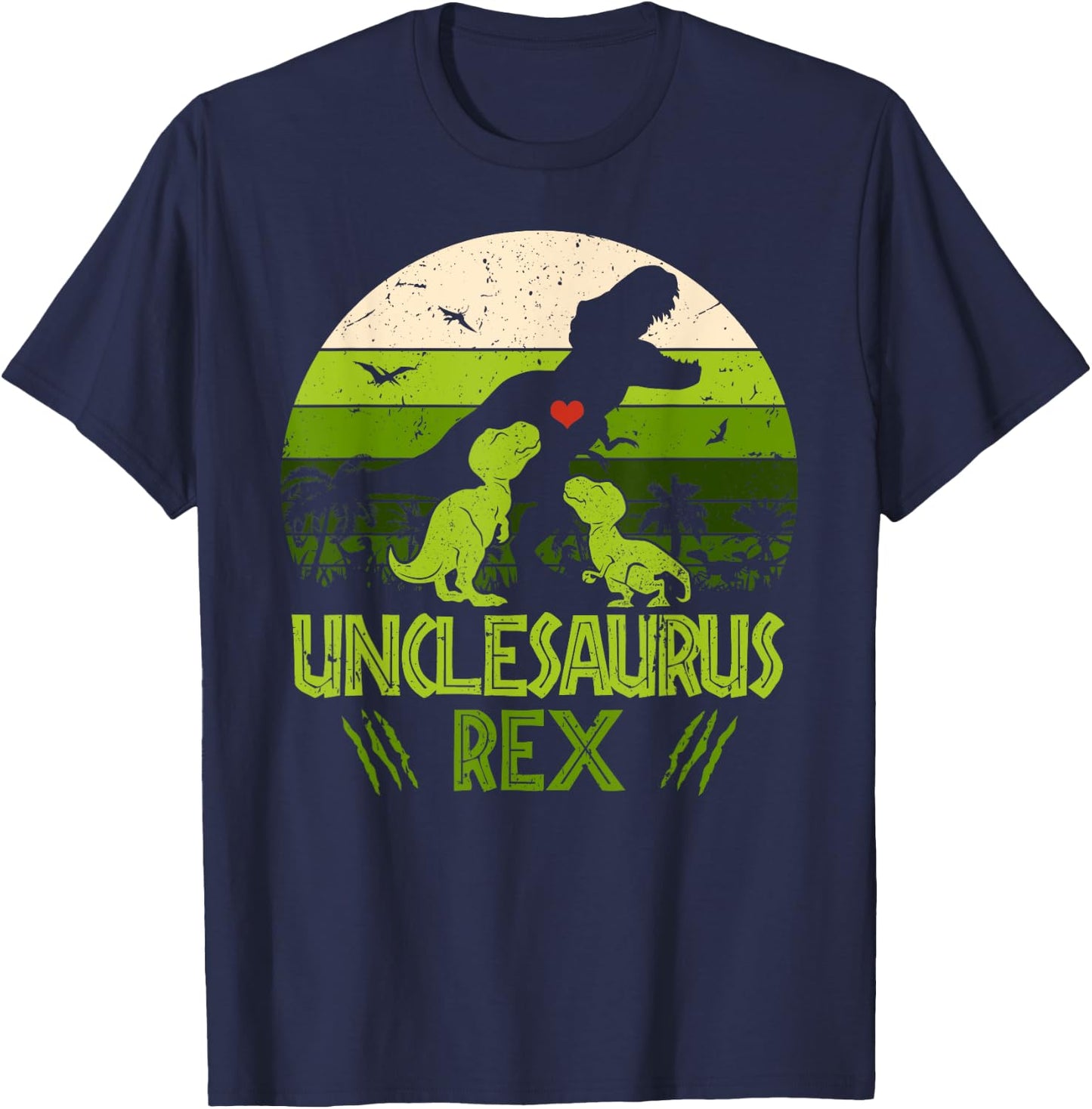 Unclesaurus Rex 2 Kids Sunset For Fathers Day Gift T-Shirt - T-Shirt | Navy