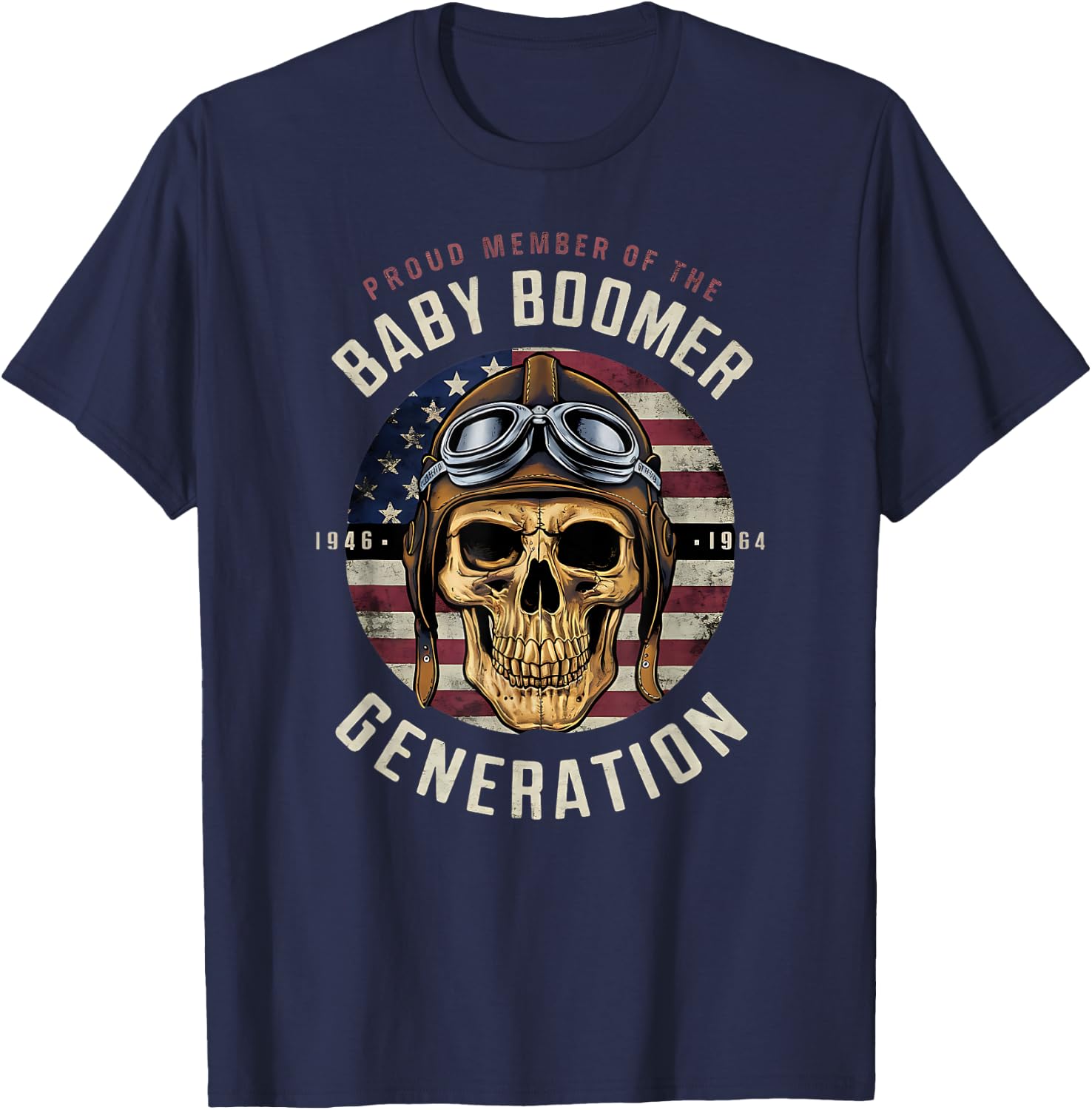 Baby Boomer Skull Patriotic Gifts 1946-1964 T-Shirt - T-Shirt | Navy