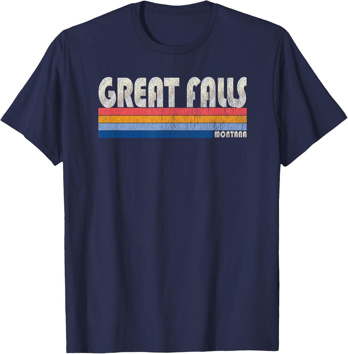 Vintage 70s 80s Style Great Falls MT T-Shirt - T-Shirt | Navy