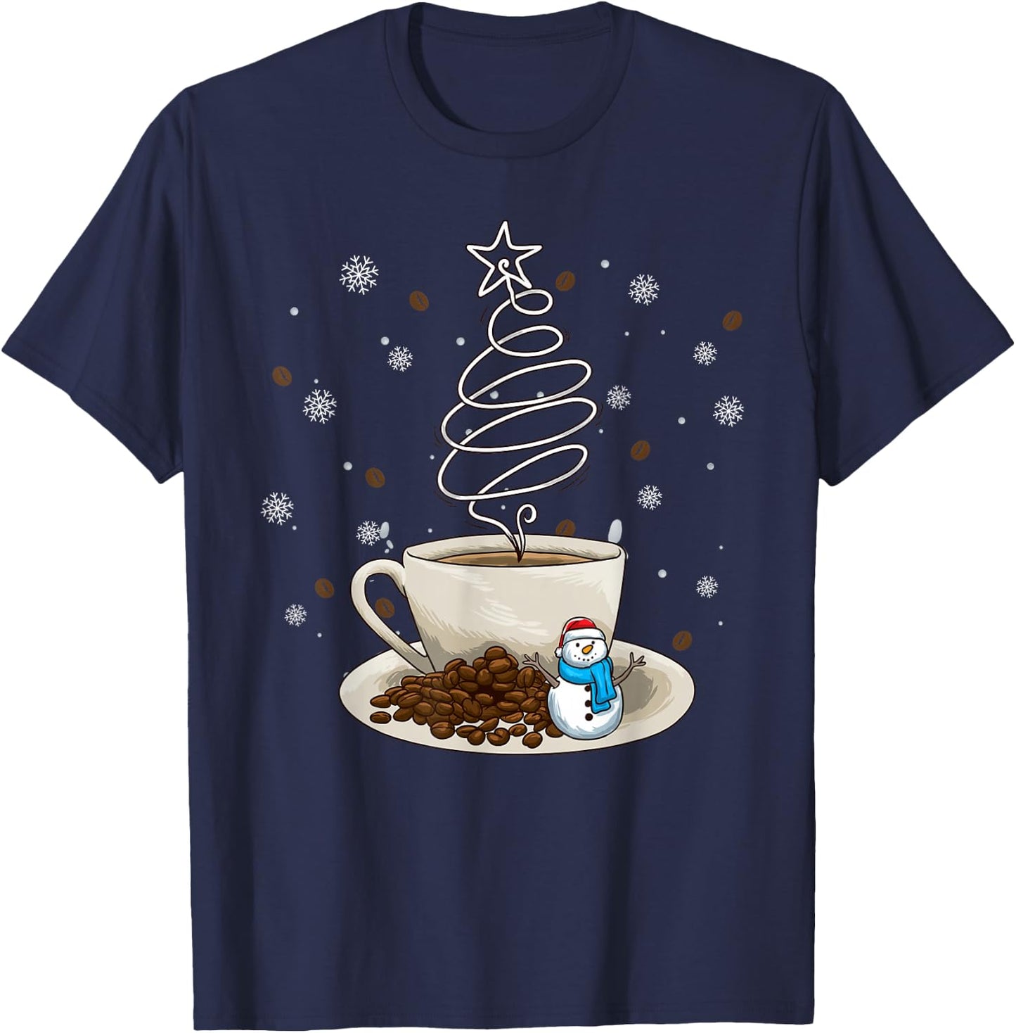 Fun Winter Snowman Holiday Coffee Drinker Barista T-Shirt - T-Shirt | Navy