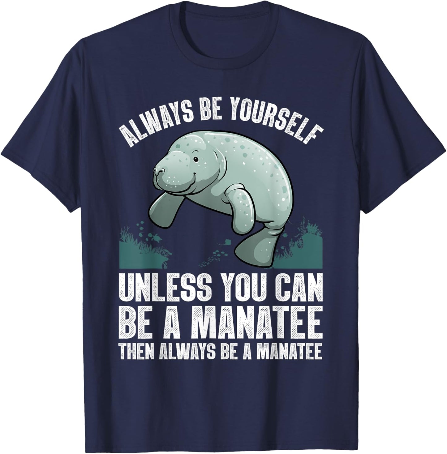 Funny Manatee Design Women Boys Girls Manatee Lover T-Shirt - T-Shirt | Navy