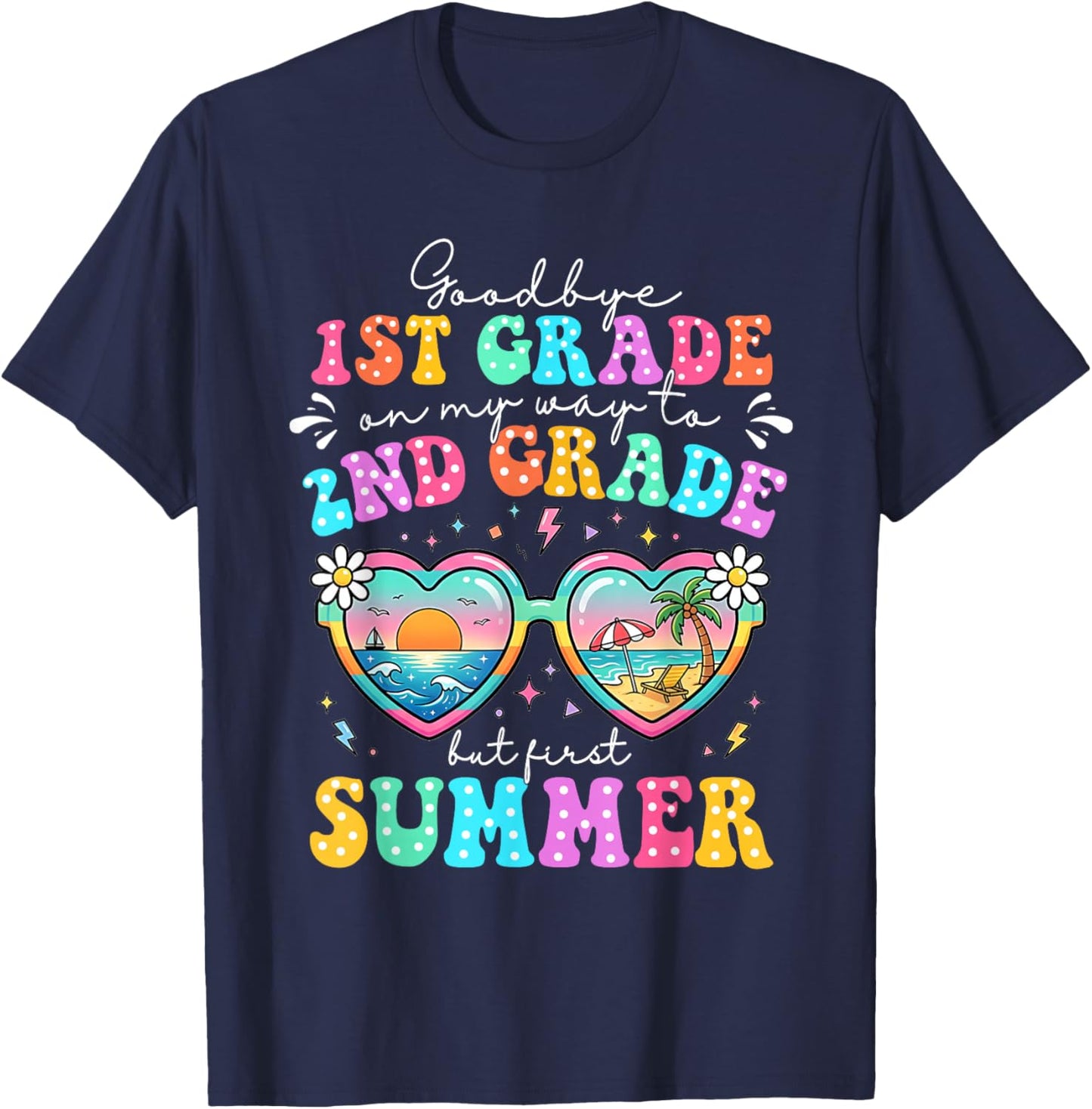 Goodbye 1st Grade Graduation to 2nd Grade First Summer Boys T-Shirt - T-Shirt | Navy