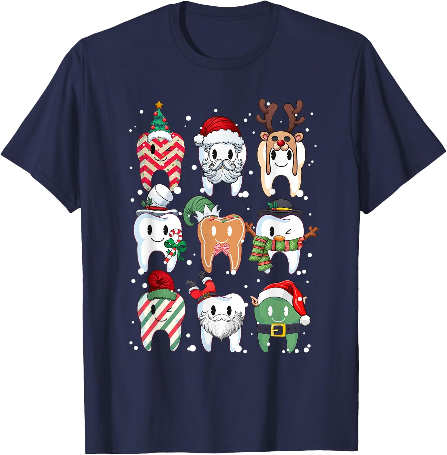 Tooth Dentist Dental Assistant Teeth Christmas Xmas Pajamas T-Shirt - T-Shirt | Navy