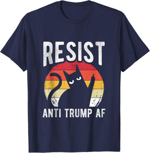 Resist Anti Trump AF Anti Trump Cat T-Shirt - T-Shirt | Navy