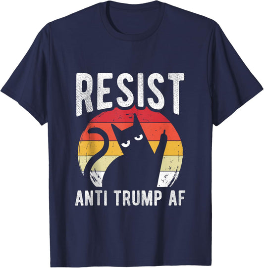 Resist Anti Trump AF Anti Trump Cat T-Shirt - T-Shirt | Navy