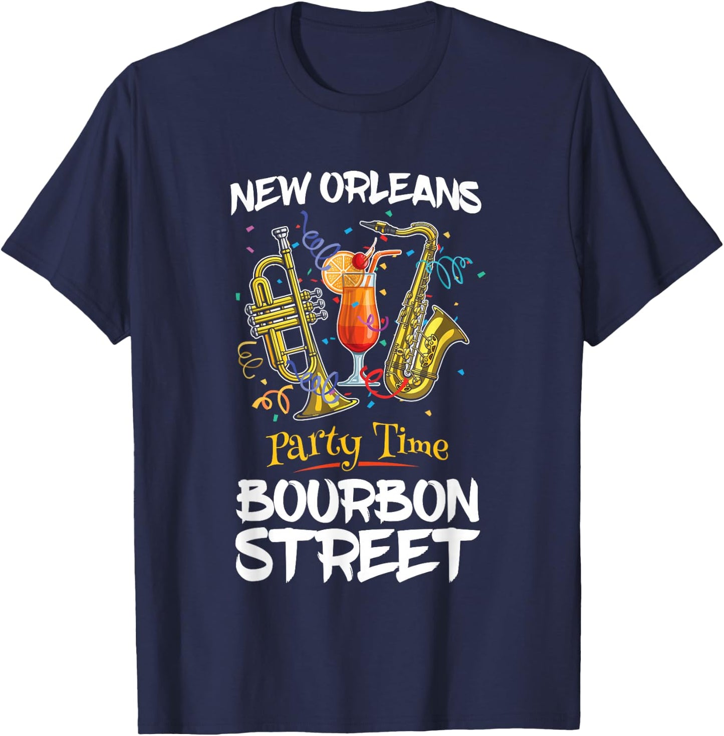 New Orleans Louisiana Bourbon Street Jazz Party Souvenir T-Shirt - T-Shirt | Navy