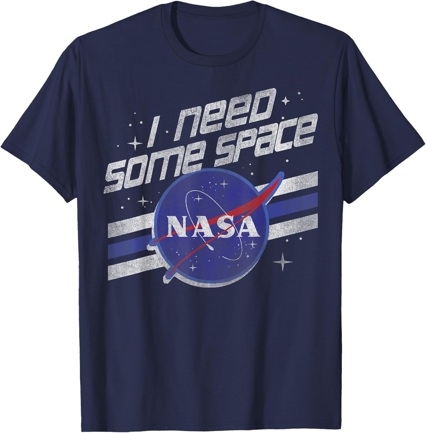 NASA I Need Some Space Vintage Retro Stripe Badge T-Shirt - T-Shirt | Navy