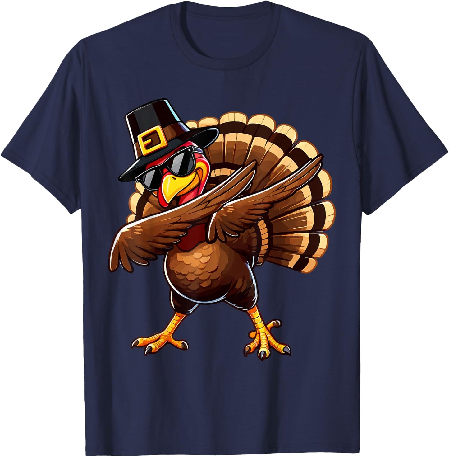 Turkey Dabbing Thanksgiving T-Shirt - T-Shirt | Navy