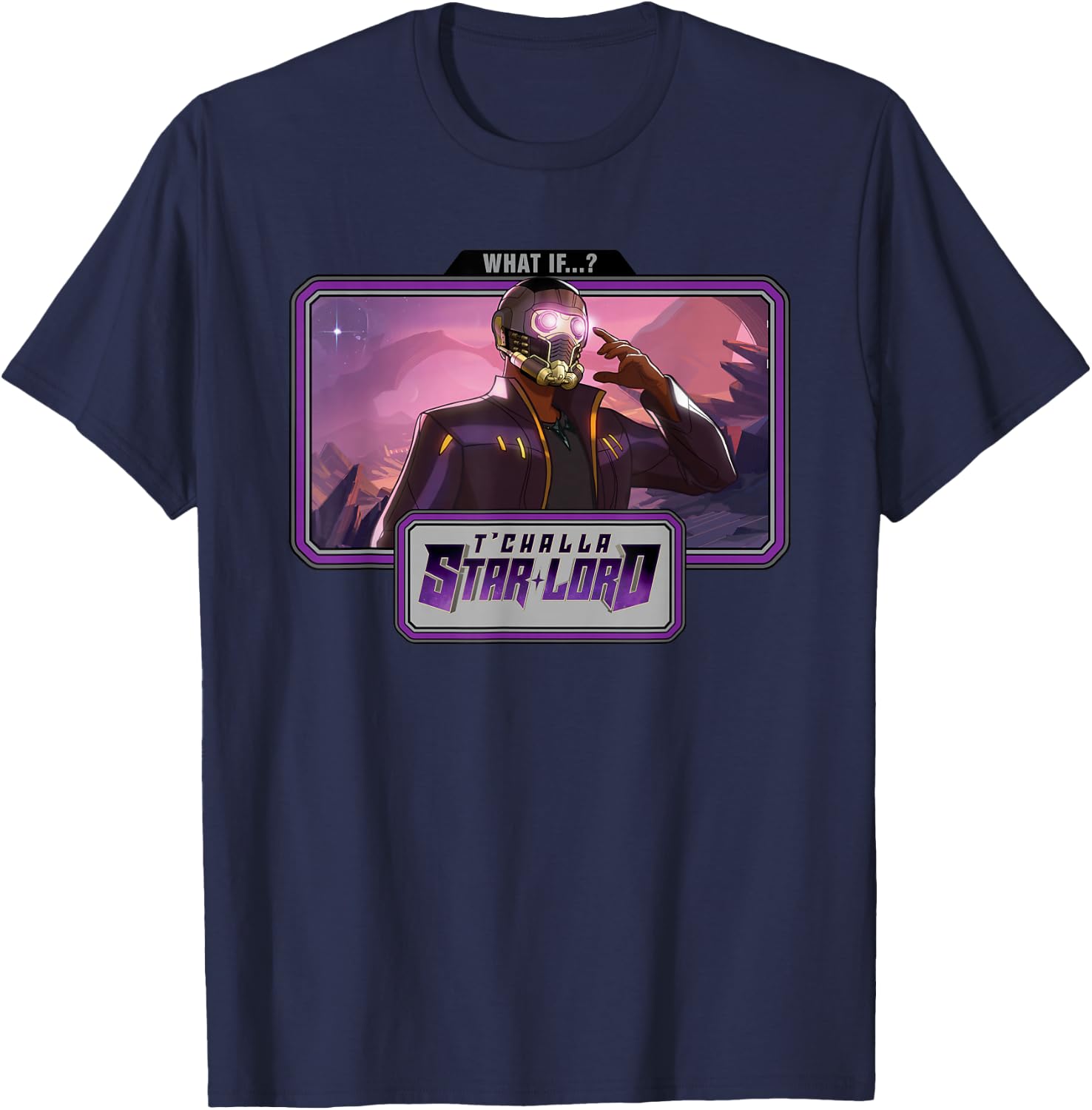 Marvel WHAT IF...? T'Challa Star-Lord Landscape T-Shirt - T-Shirt | Navy