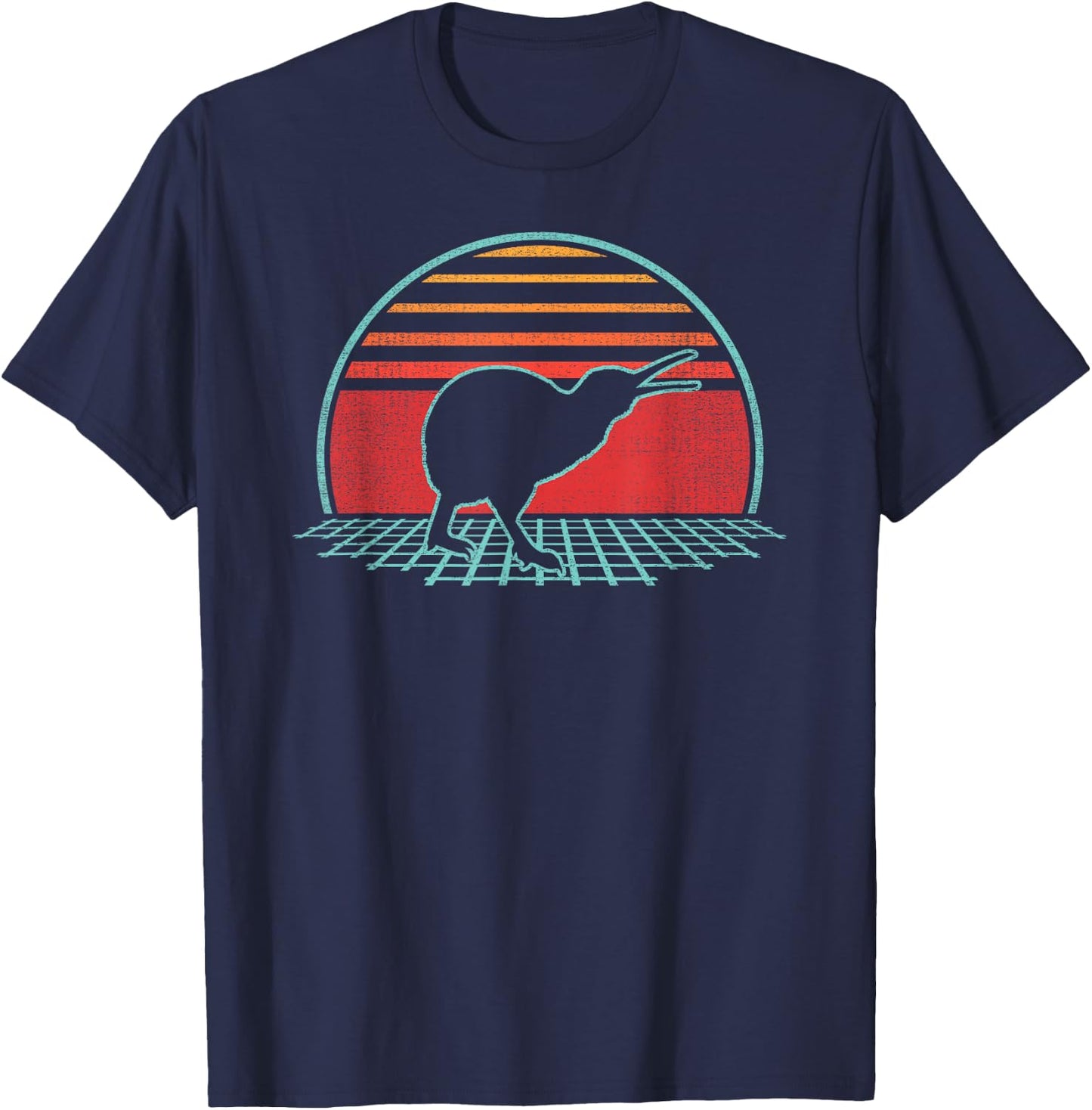 Kiwi Bird Lover Animal Retro Vintage 80s Style T-Shirt - T-Shirt | Navy