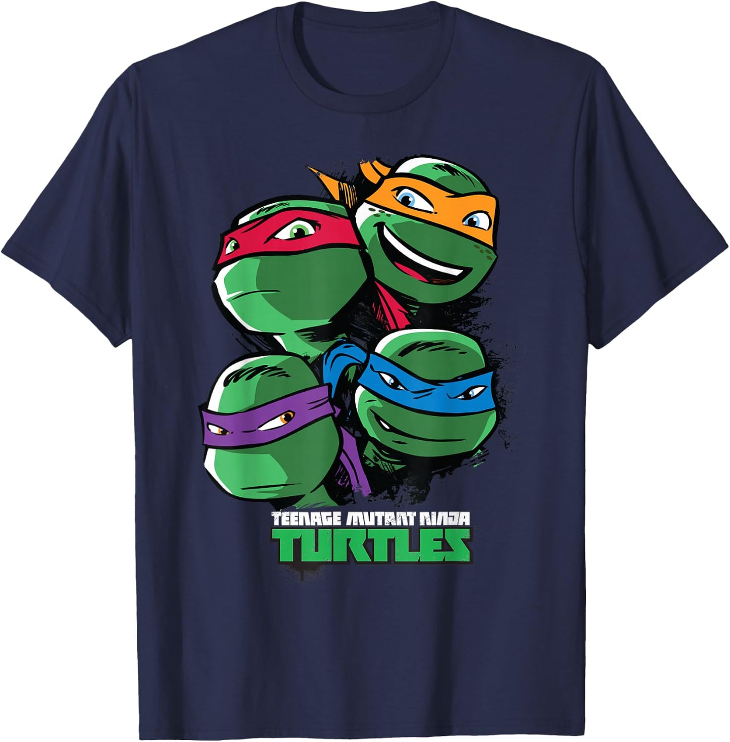 Teenage Mutant Ninja Turtles Large Character Faces T-Shirt - T-Shirt | Navy