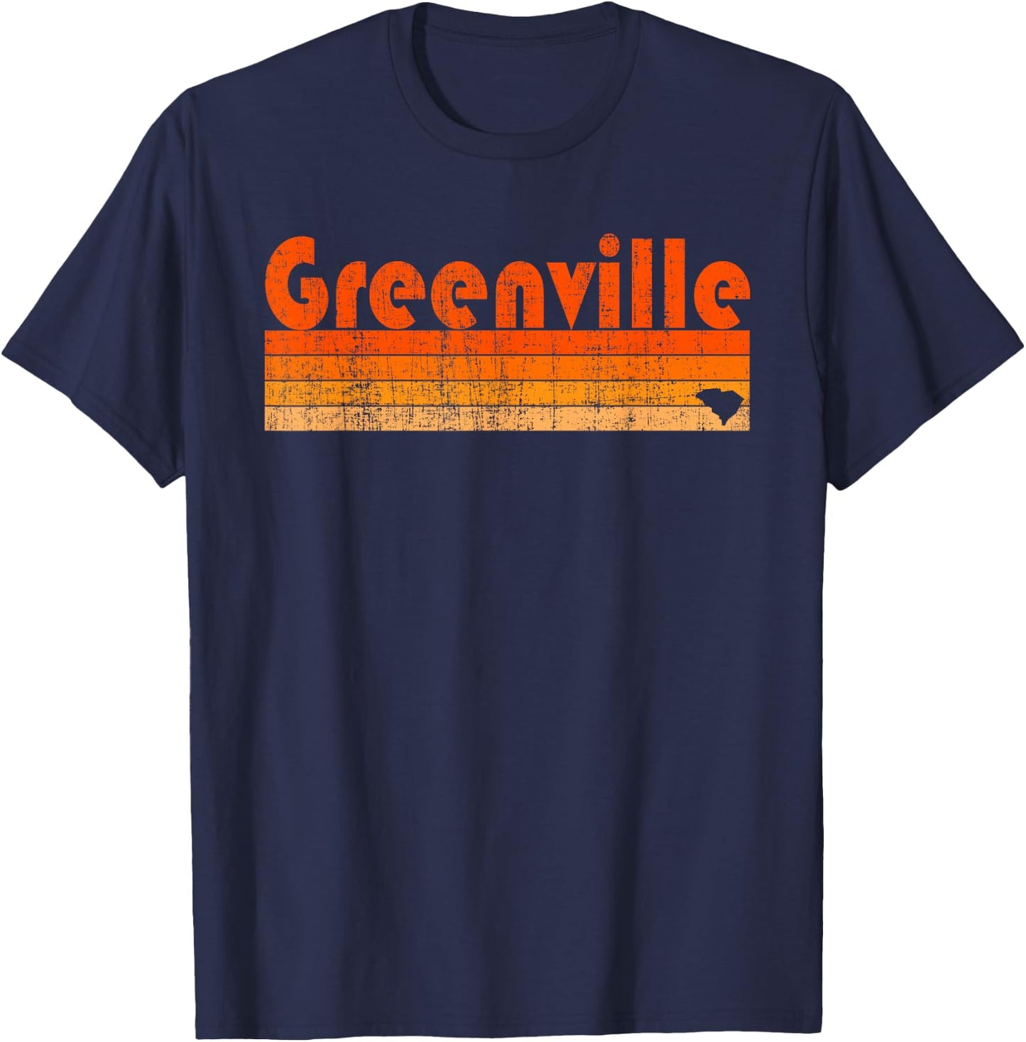 Retro 80s Style Greenville SC T-Shirt - T-Shirt | Navy