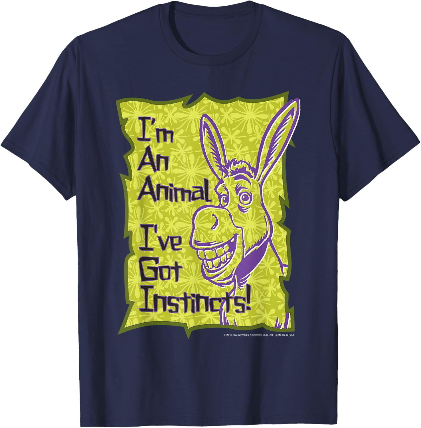 Shrek Donkey I'm An Animal I've Got Instincts T-Shirt - T-Shirt | Navy