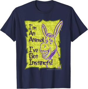 Shrek Donkey I'm An Animal I've Got Instincts T-Shirt - T-Shirt | Navy