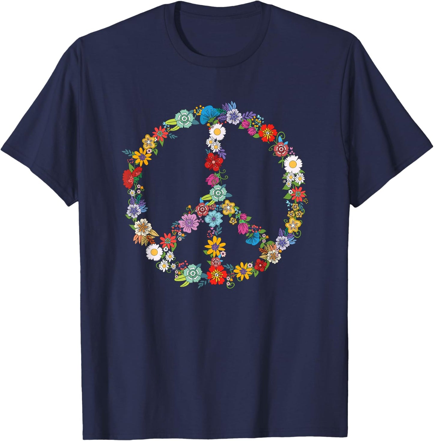 Love and Peace Flower Hippie Lover Beautiful Cute Funny Gift T-Shirt - T-Shirt | Navy
