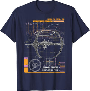 Star Trek DS9 Bajoran System Schematic T-Shirt - T-Shirt | Navy