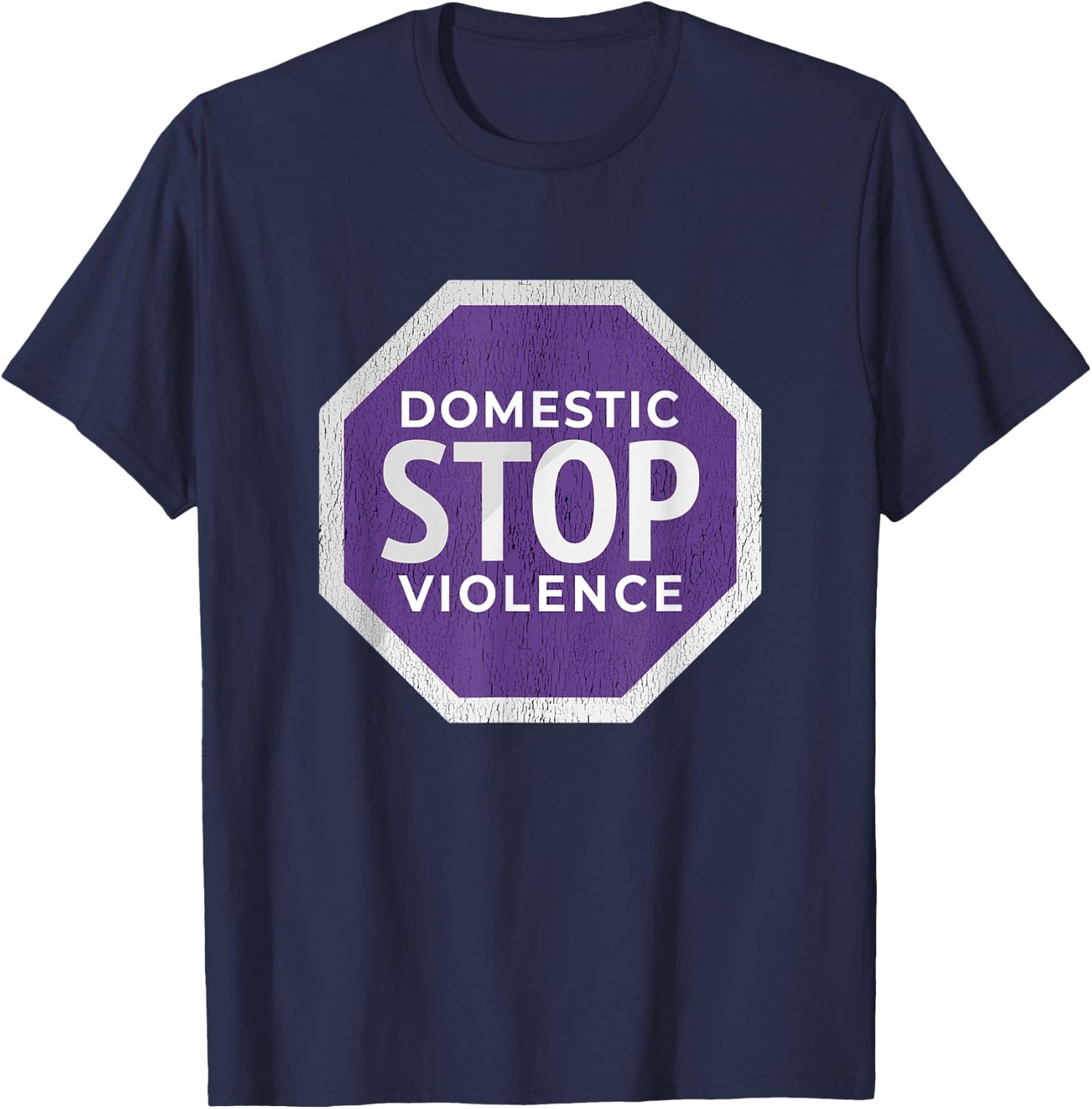 Domestic Violence Awareness Month Purple Graphic Gift T-Shirt - T-Shirt | Navy