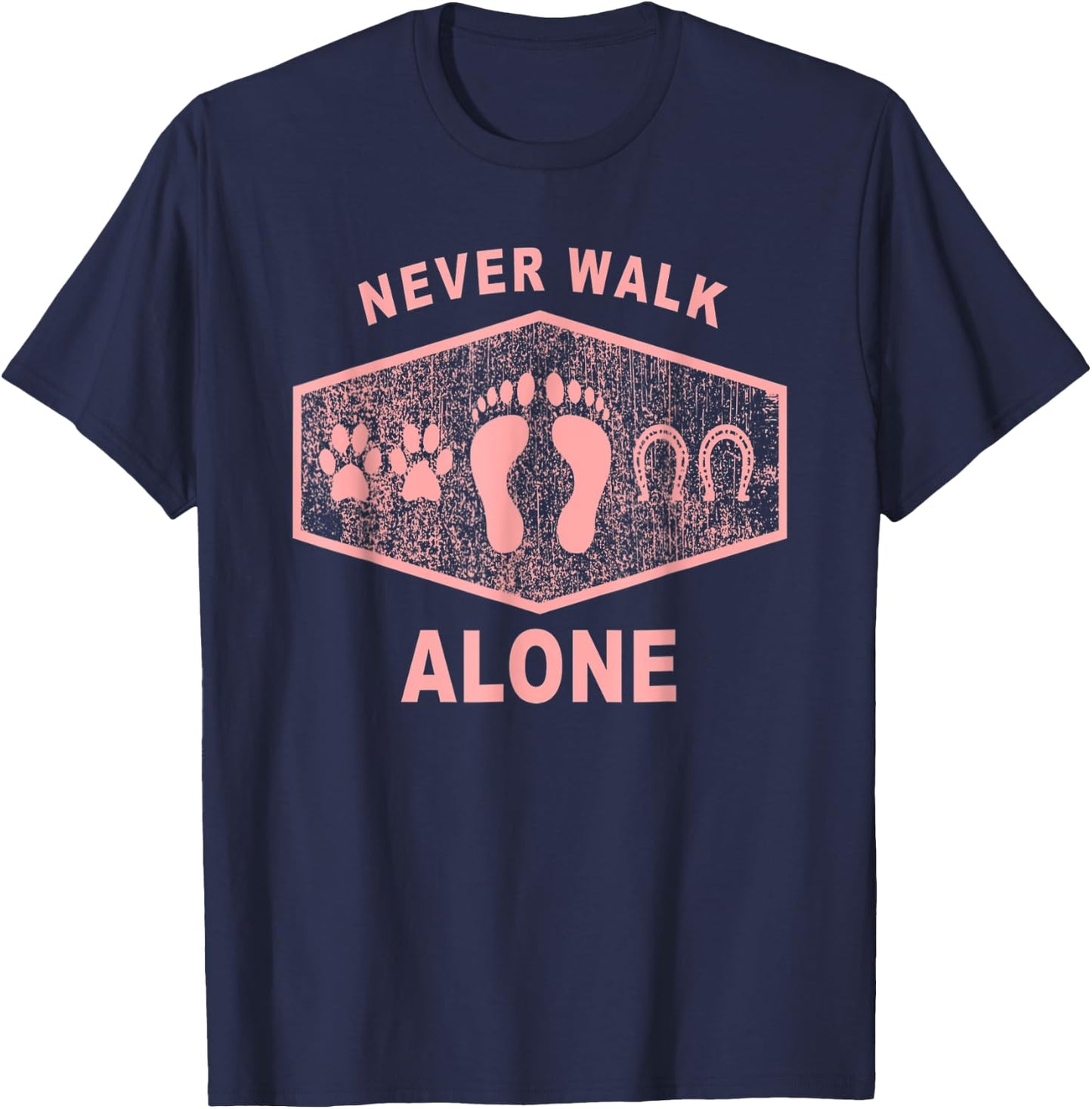 Never Walk Alone Horse, Dog and Rider Women Kids T-Shirt - T-Shirt | Navy