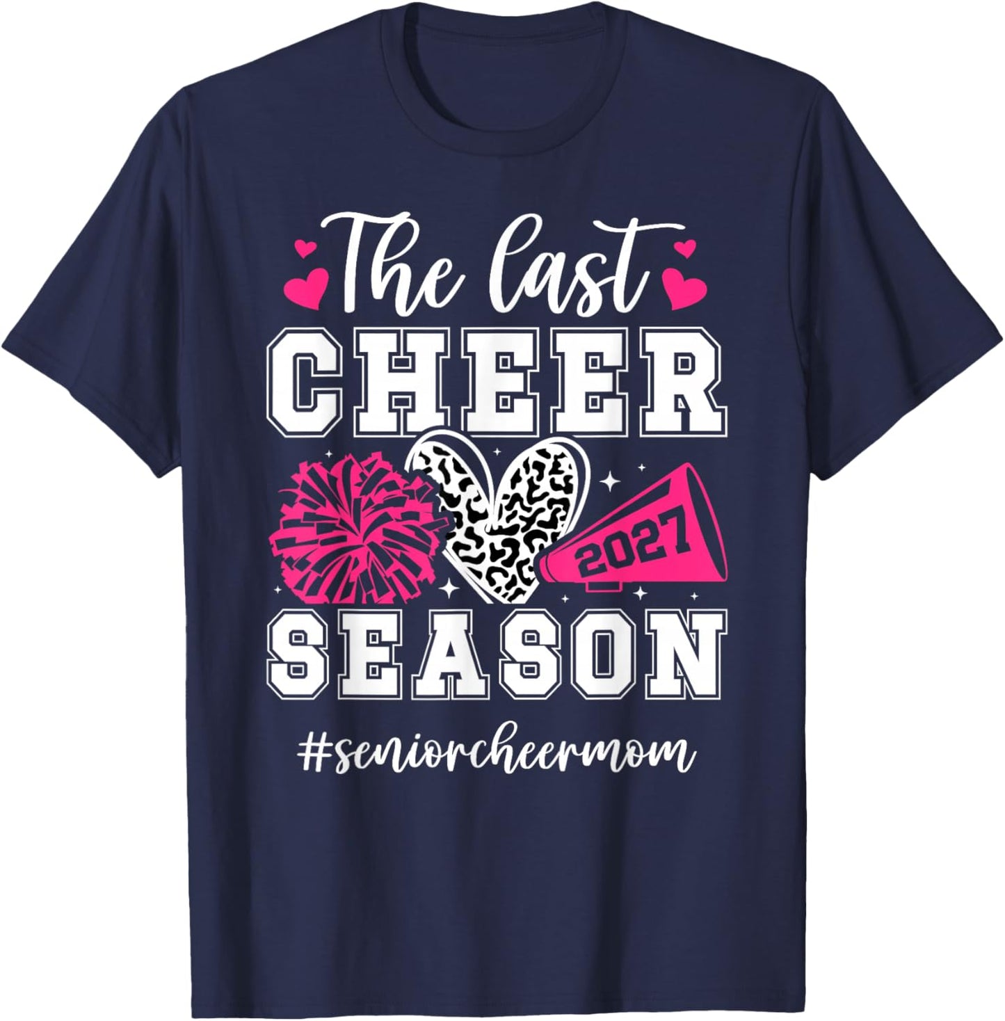 Proud Cheer Senior Mom of A Senior Cheerleader Mom 2027 T-Shirt - T-Shirt | Navy
