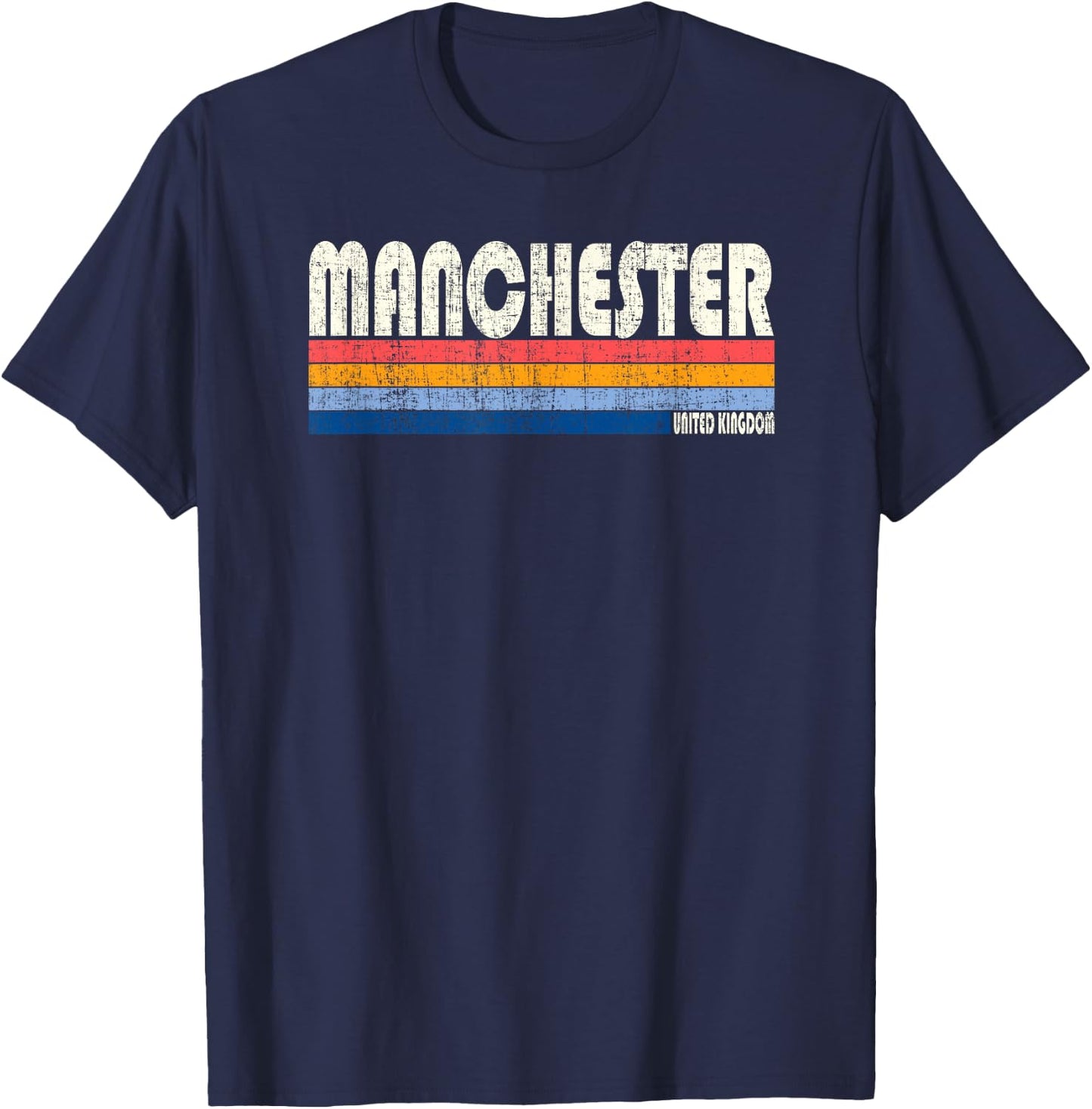Vintage 70s United Kingdom, Manchester T-Shirt - T-Shirt | Navy