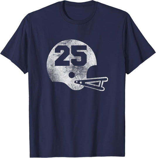 Vintage Football Jersey Number 25 Player Number T-Shirt - T-Shirt | Navy