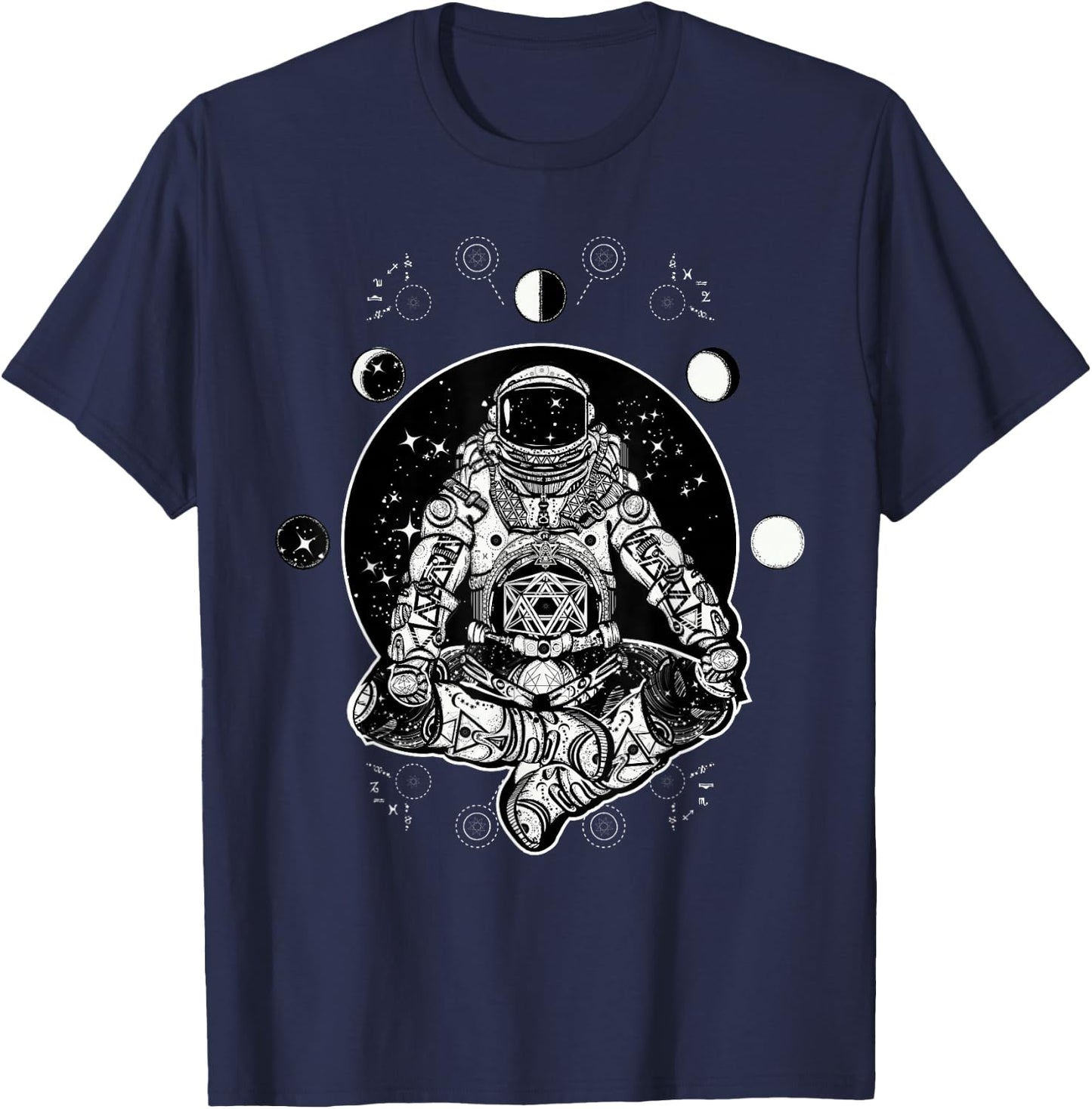 Future Astronaut - Moon Phases Zen Psychonaut T-Shirt - T-Shirt | Navy