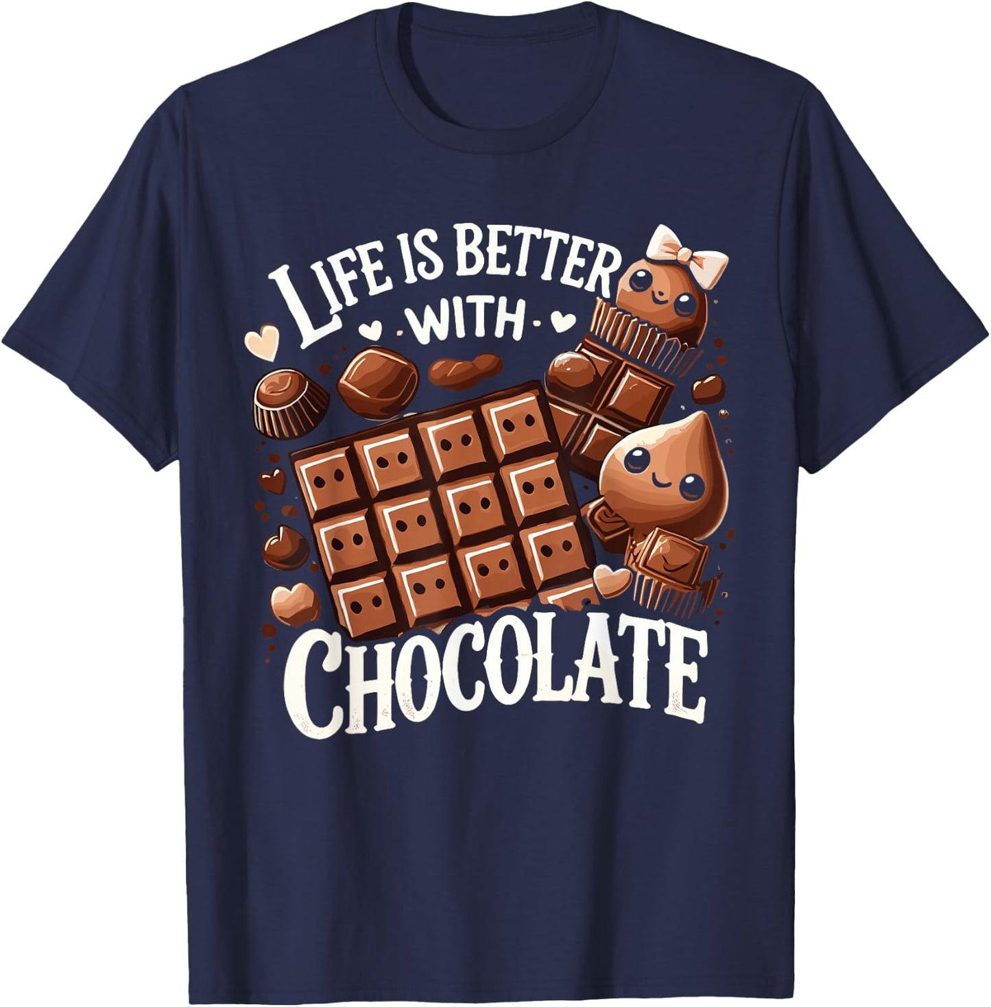 Life Is Better With Chocolate Chocolate Milk T-Shirt - T-Shirt | Navy
