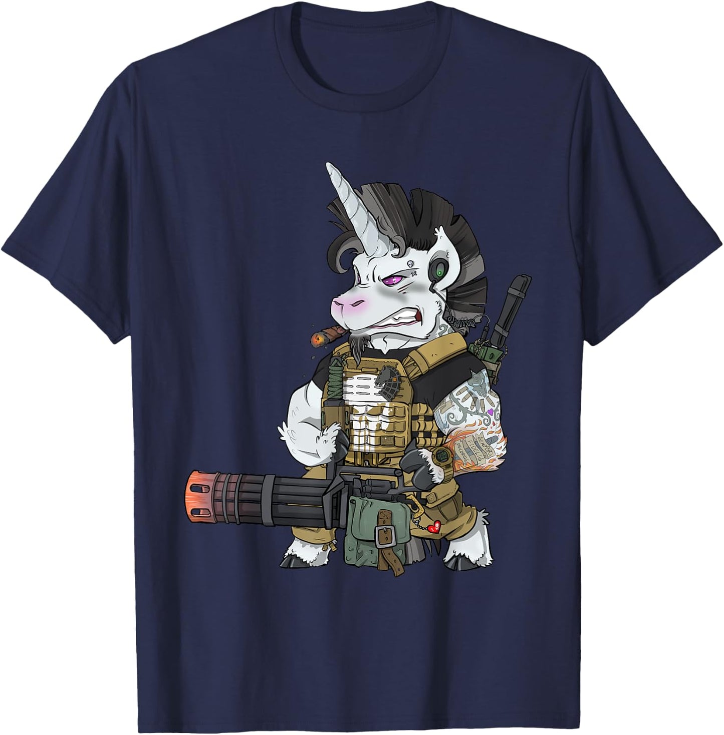 Tactical Unicorn Soldier Patriot Veteran T-Shirt - T-Shirt | Navy