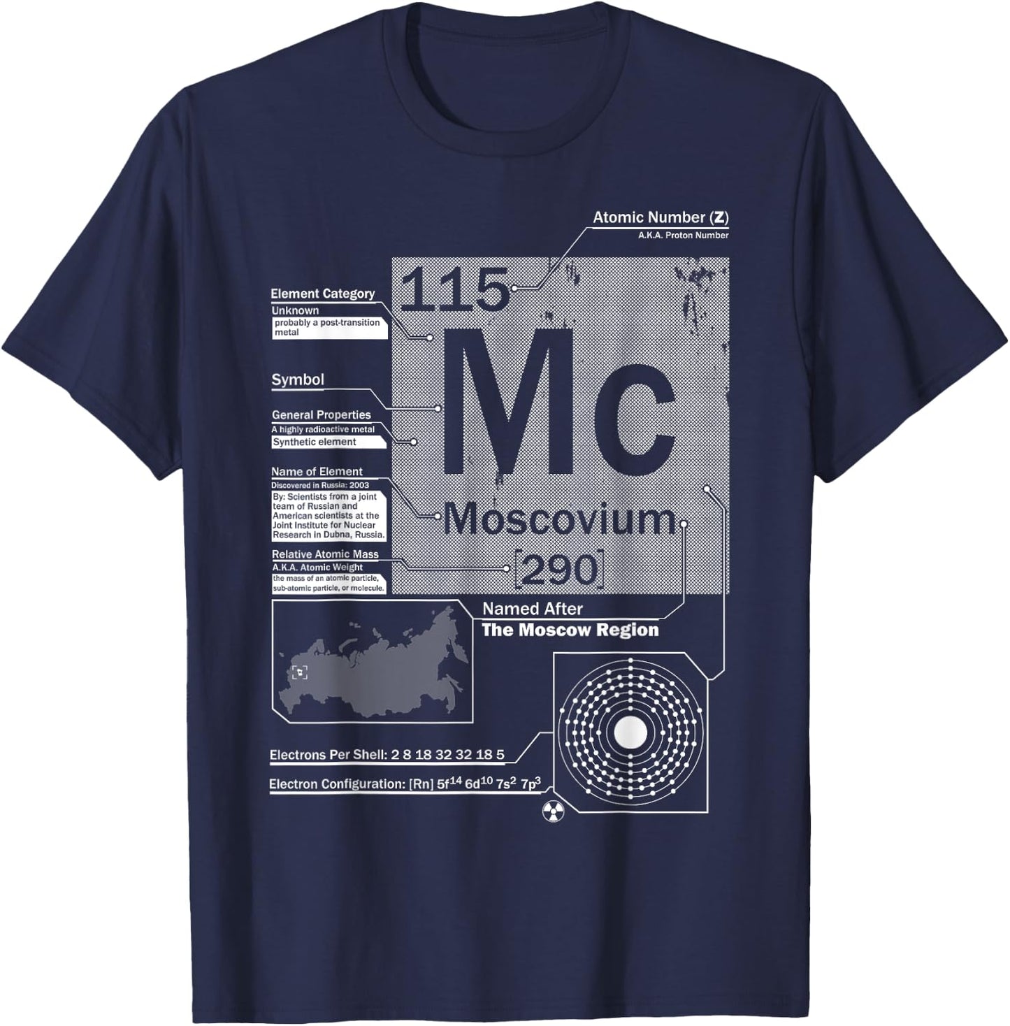 Moscovium (Mc) Element 115 | Science Chemistry T-Shirt - T-Shirt | Navy